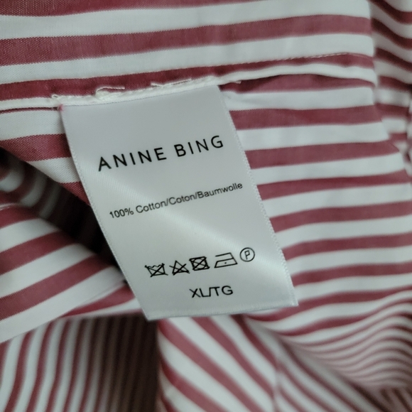Anine Bing Mika Shirt in Red/White Stripe size XL NWT - Picture 11 of 12